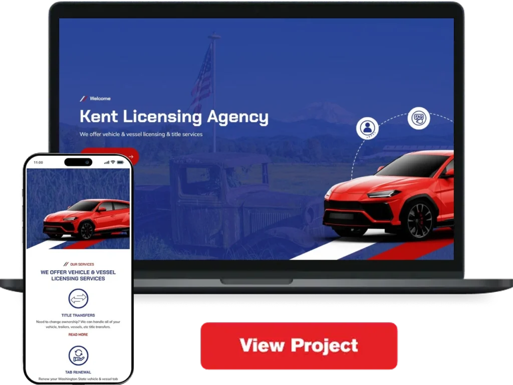 Laptop and smartphone displaying agency website created with WordPress website design in Burien WA.